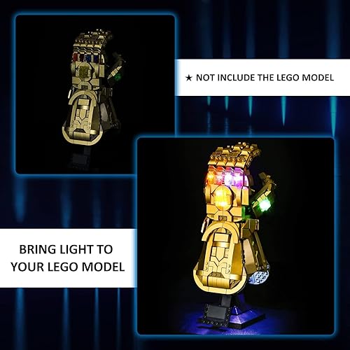 Miniatura 4 de Kit de luces LED para Guantelete Infinito Lego 76191, compatible con Lego 76191, iluminando tu juguete para Lego Marvel Infinity Guantelete (solo