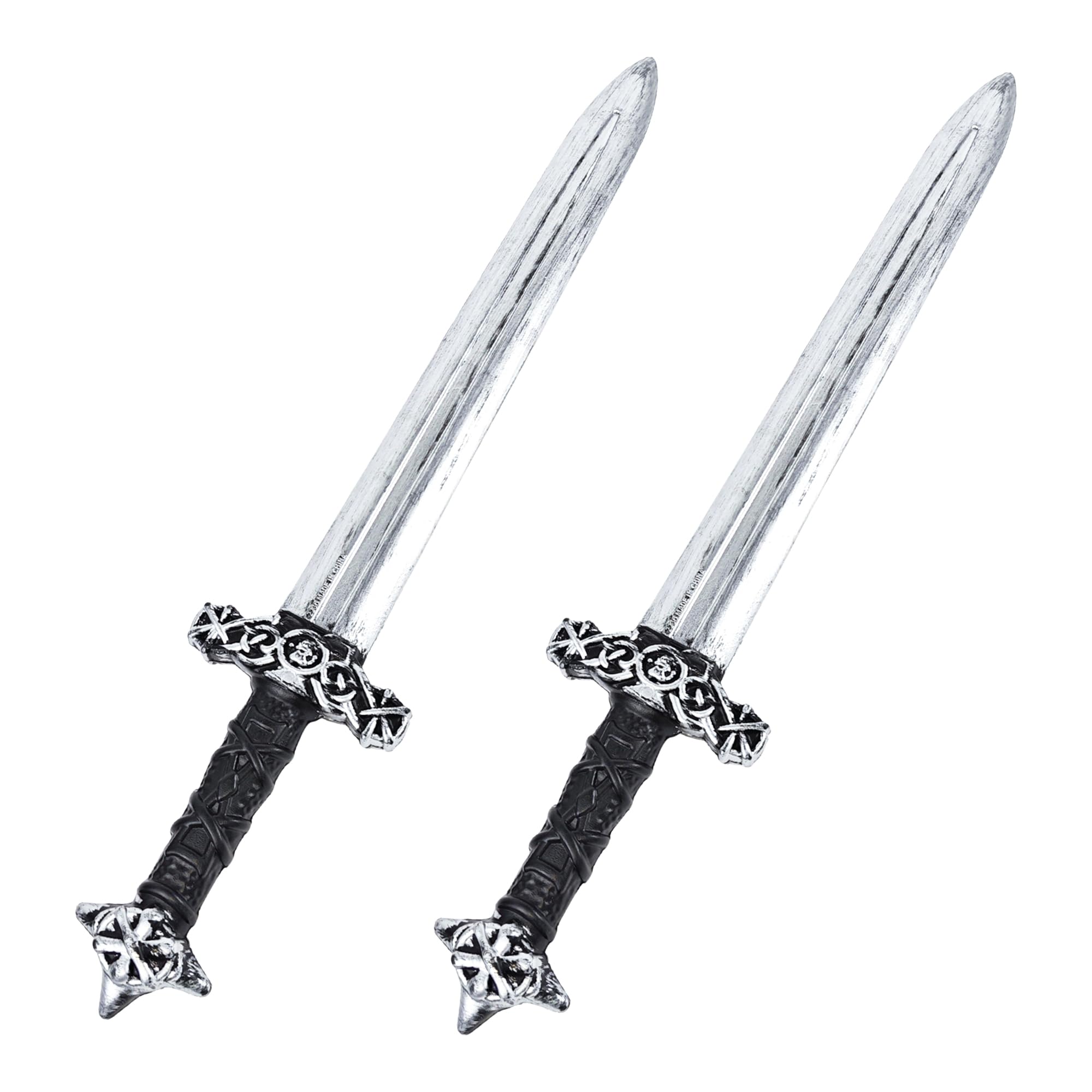 Vifcotlyp 2PCS Knight Toy Sword, 23.6"/60cm Fake Sword Medieval Plastic Swords Roman Warrior Costume Props for Adults Halloween Cosplay Black