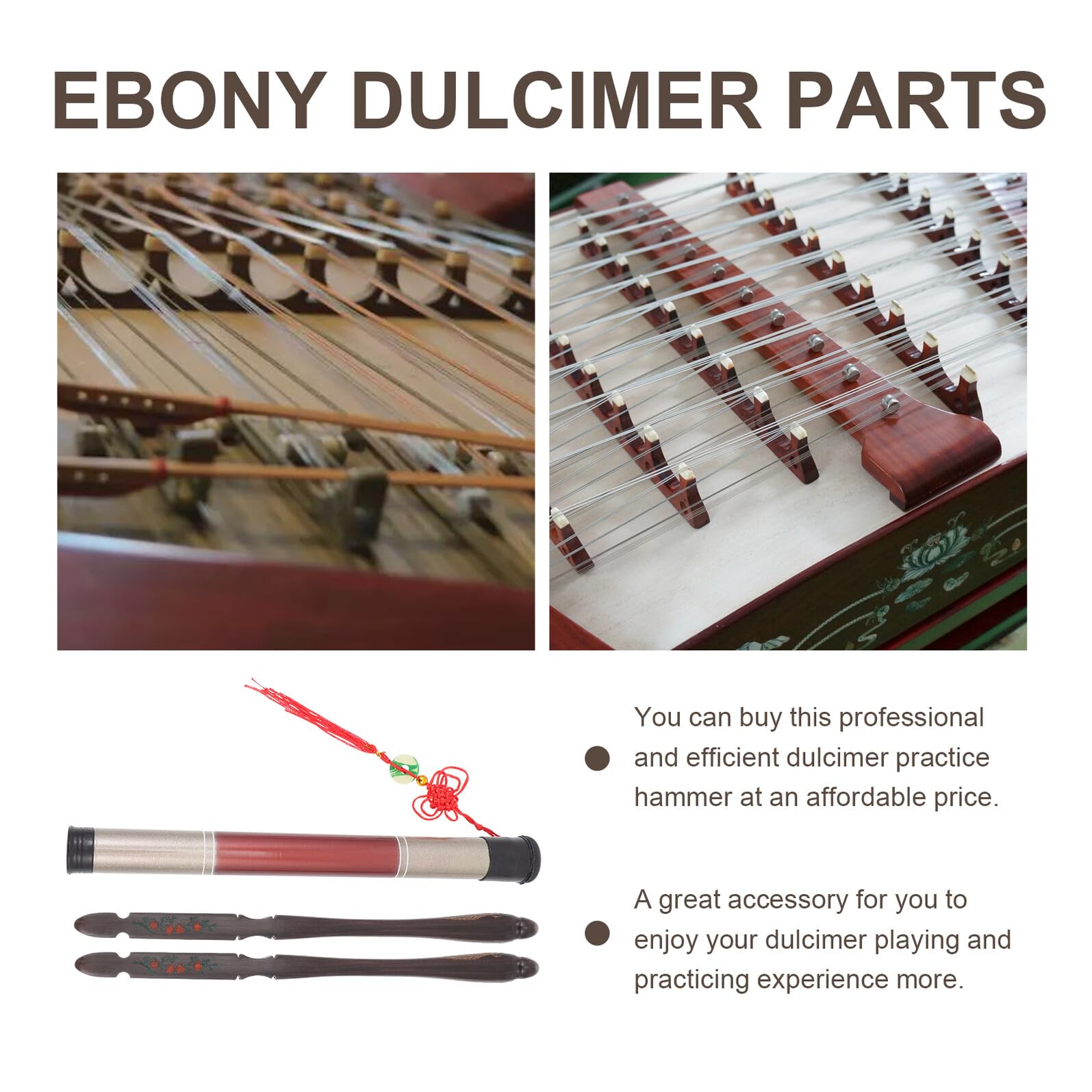 Set di Martelli a Forma Animale in Ebano Nero per Dulcimer Lisci ed Efficienti Completo di Secchio, per Esercizi e Pratica del Dulcimer