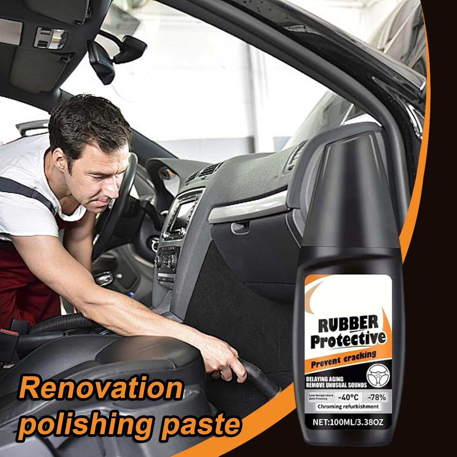 Black Trim Restorer,100ml Quick Long Lasting Auto Cleaning Supplies - Automotive Trim Restorer - for Care Polishing Washing Vehicle Convertible Garage Home Underseat Board Conditioner
