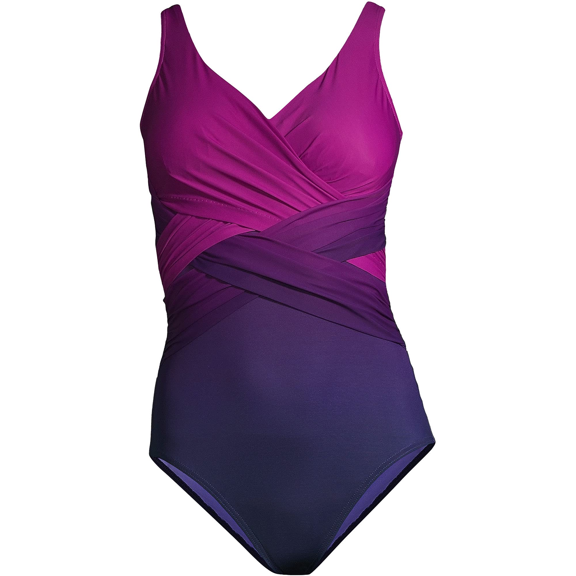 Lands' EndWomen's SlenderSuit Tummy Control Chlorine Resistant V-Neck Wrap One Piece Swimsuit