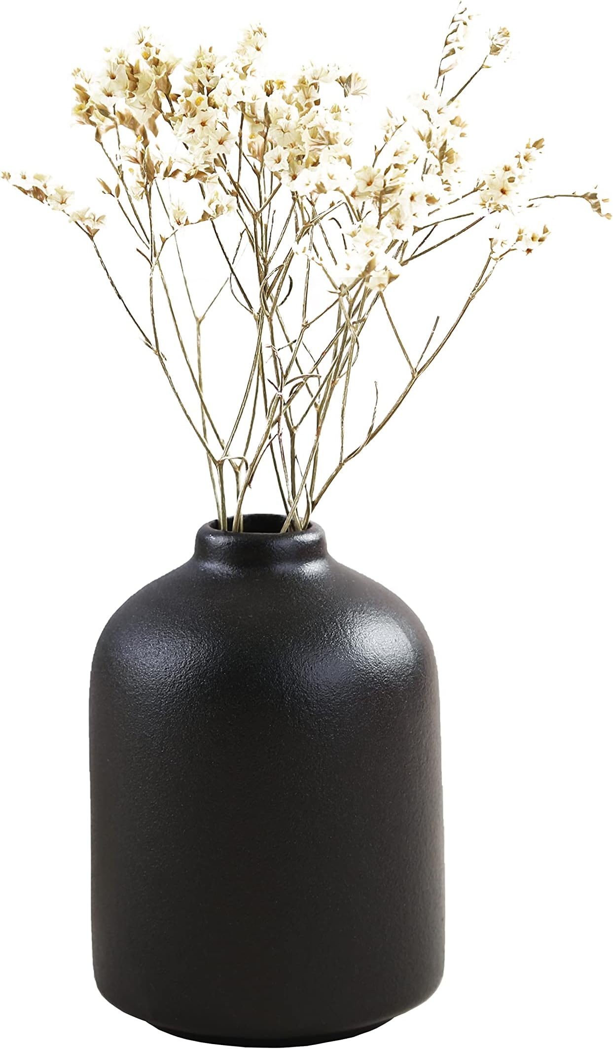 Ceramic Vase for Home Decor,Ceramic Vase, Dried Flower Vase, Living Room Decoration, Flower Arrangement Decoration Shooting Props (Black)