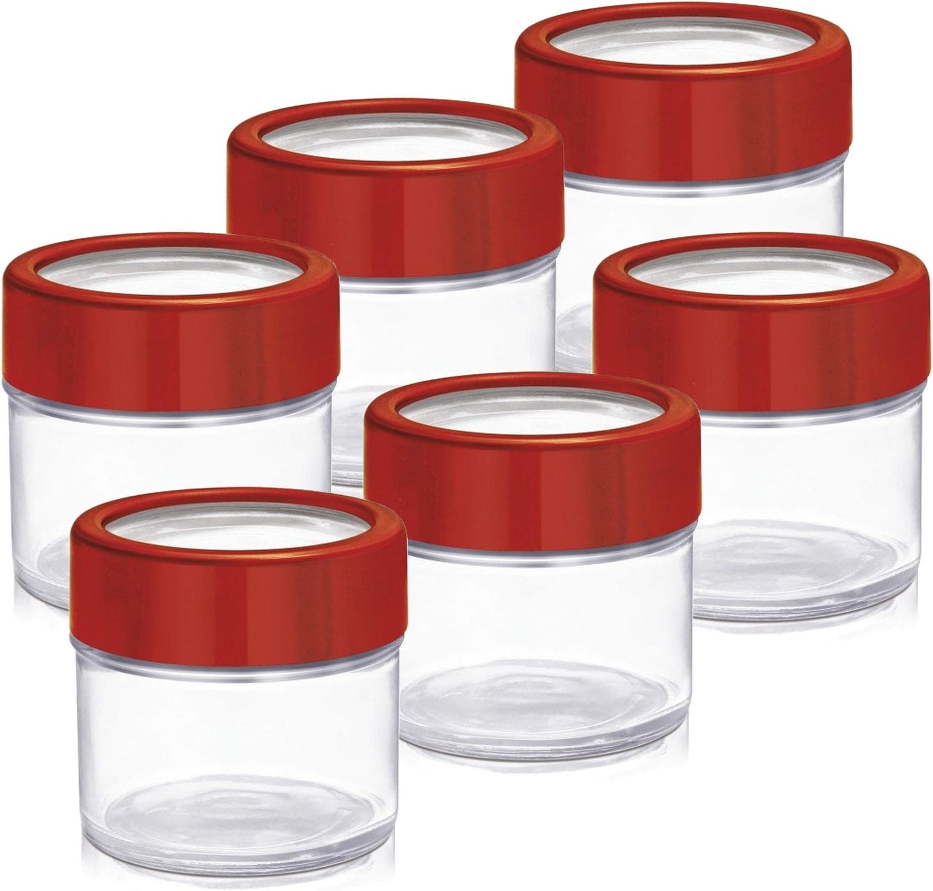 Treo Alfy Glass Storage Jar 100 ml | 3.4 oz Airtight Lid Container, Multifunctional Canisters, BPA Free, Canning Jars, Jelly Jars, Small Jars for Spices, Candies, Jams | Set of 6, Multicolor