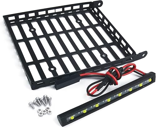 MOHERO RC 124 Metal Roof Rack Equipaje con Faro para 124 RC Crawler Car Axial SCX24 AXI00005 Gladiador Actualización Piezas