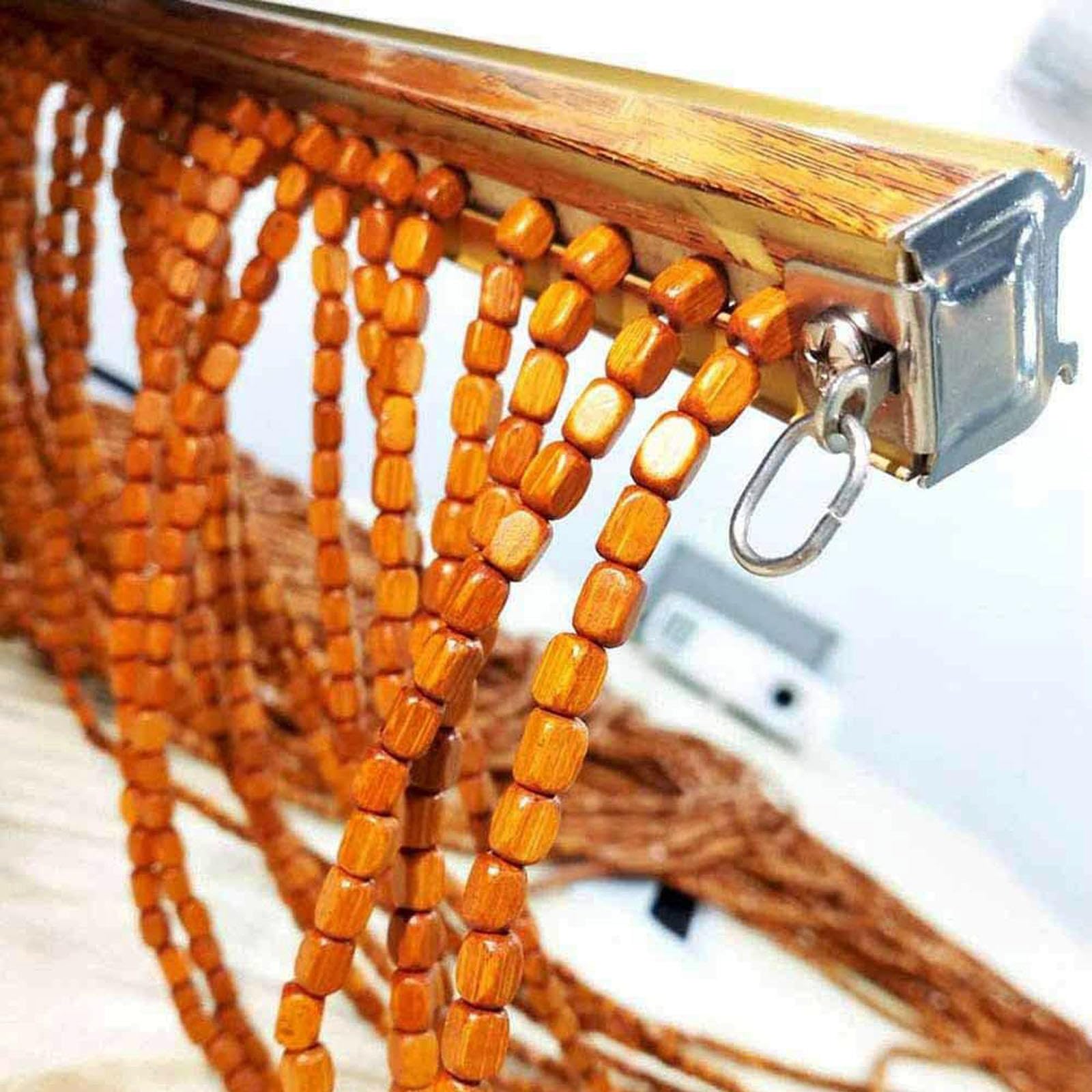 Cuentas de madera de bambú natural para colgar en la pared, 130 x 190 cm, 130 hebras