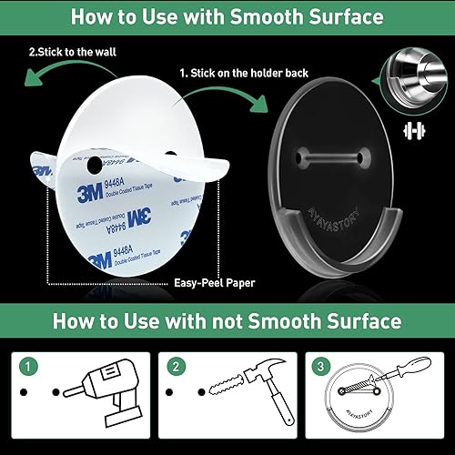 Miniatura 5 de Soporte para barra de cortina de ducha, paquete de 4 soportes para retenedor de barra de ducha resistente para pared, resistente al calor,
