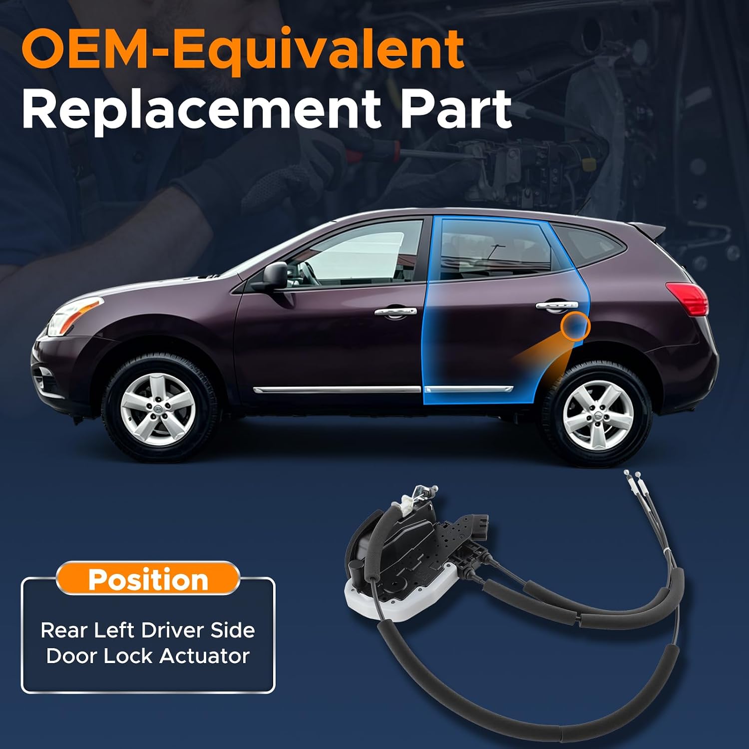 Rear Left Driver Side Door Lock Actuator Compatible with Nissan Rogue Sport Utility 2008-2015, Rogue Select Sport Utility 2014-15 Replaces 82501JM00A 937268