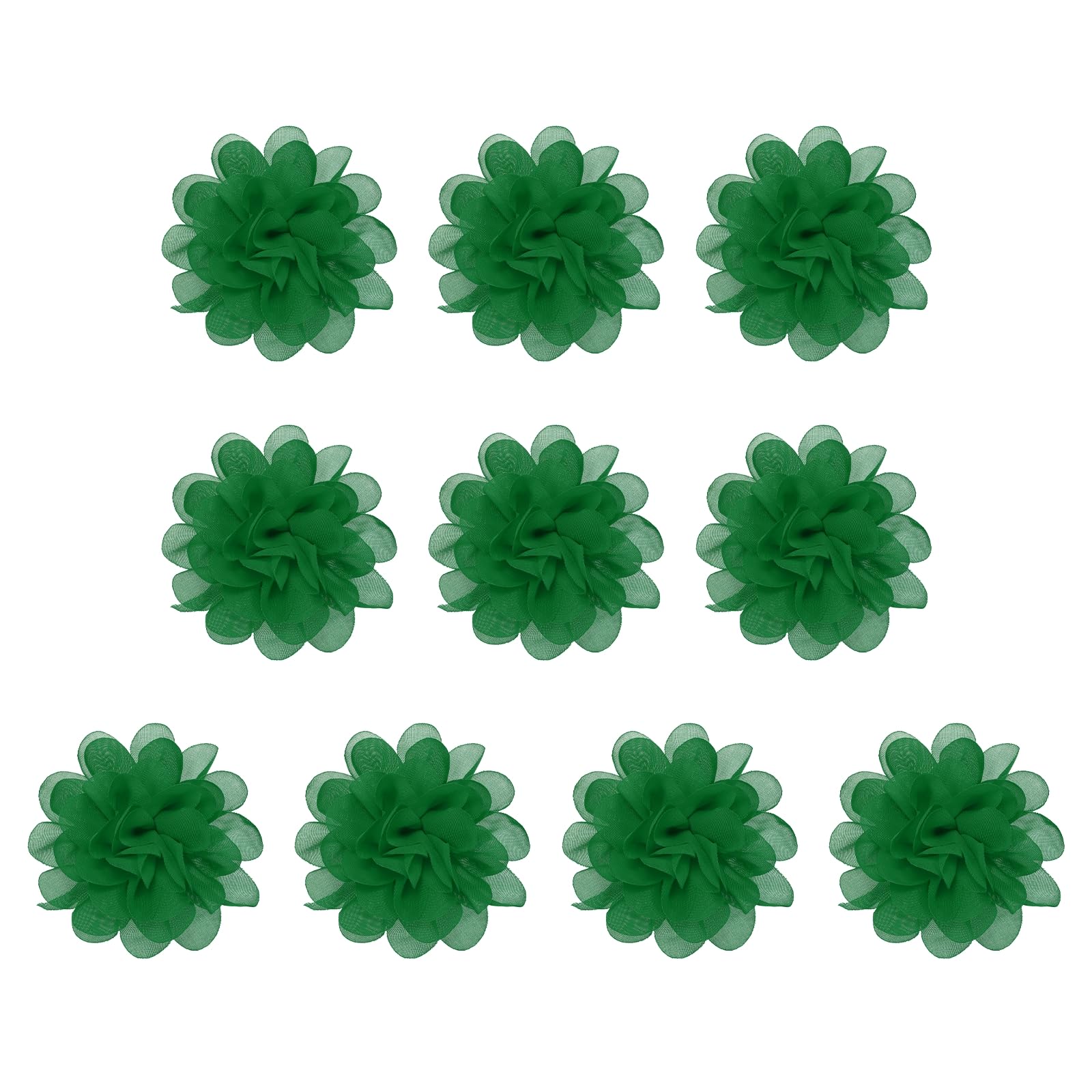 PATIKIL 3.9" Chiffon Flowers, 10 Pcs Mesh Fabric Flowers Sewing Fabric Appliques Headband Embellishments for DIY Craft Wedding Decor, Green — image 1