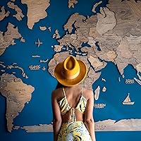 Vista 17 de Enjoy The Wood Mapa del mundo de madera 3D, arte para pared, decoración de pared de madera grande, idea de regalo de inauguración de la casa, idea