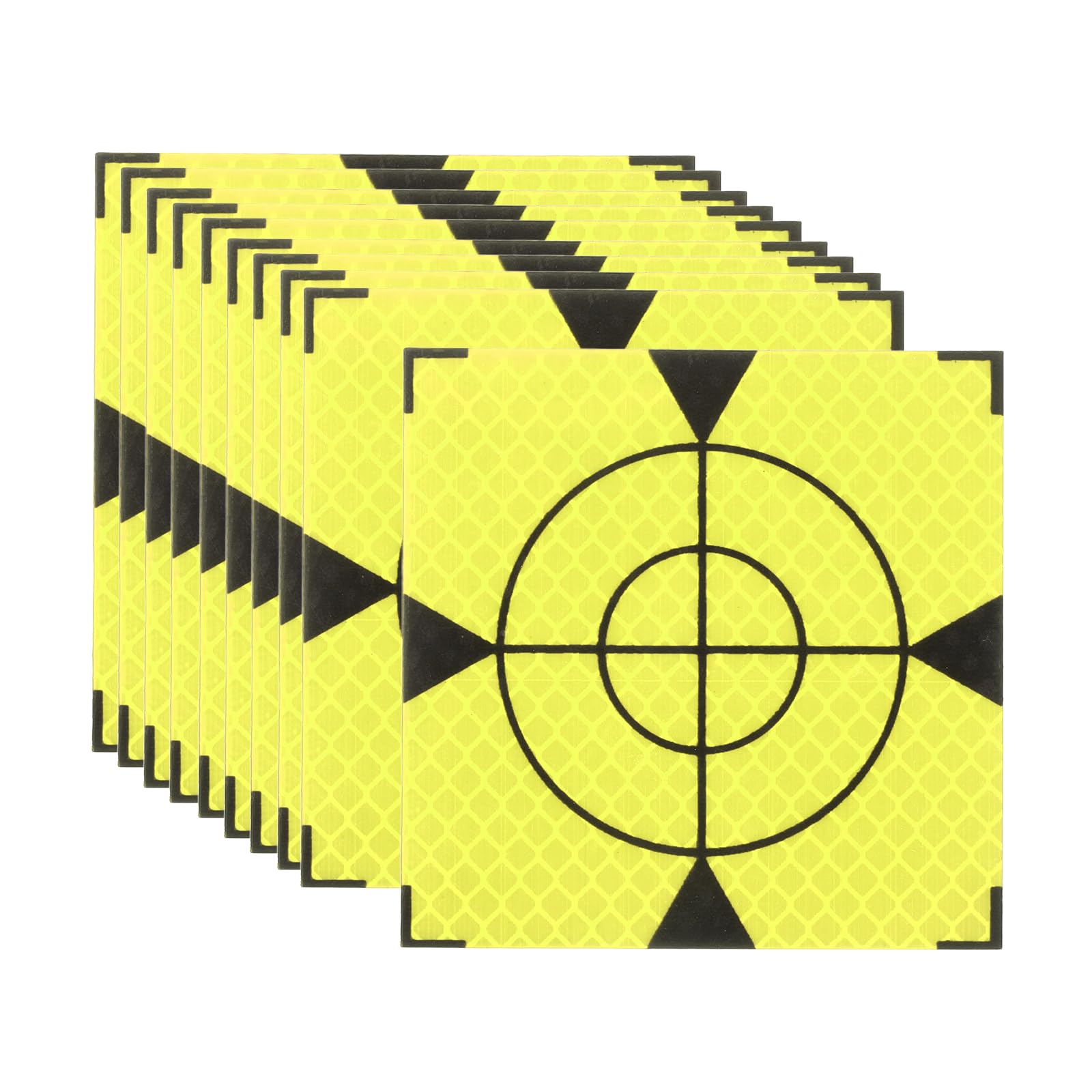 PATIKIL Survey Reflector Target (80x80mm, Yellow Green)(10 Pcs) Self-Adhesive Reflective Sheet Surveying Target Mark Tape, Suit for Total Station/Ship Inspection/Tunnel Measure