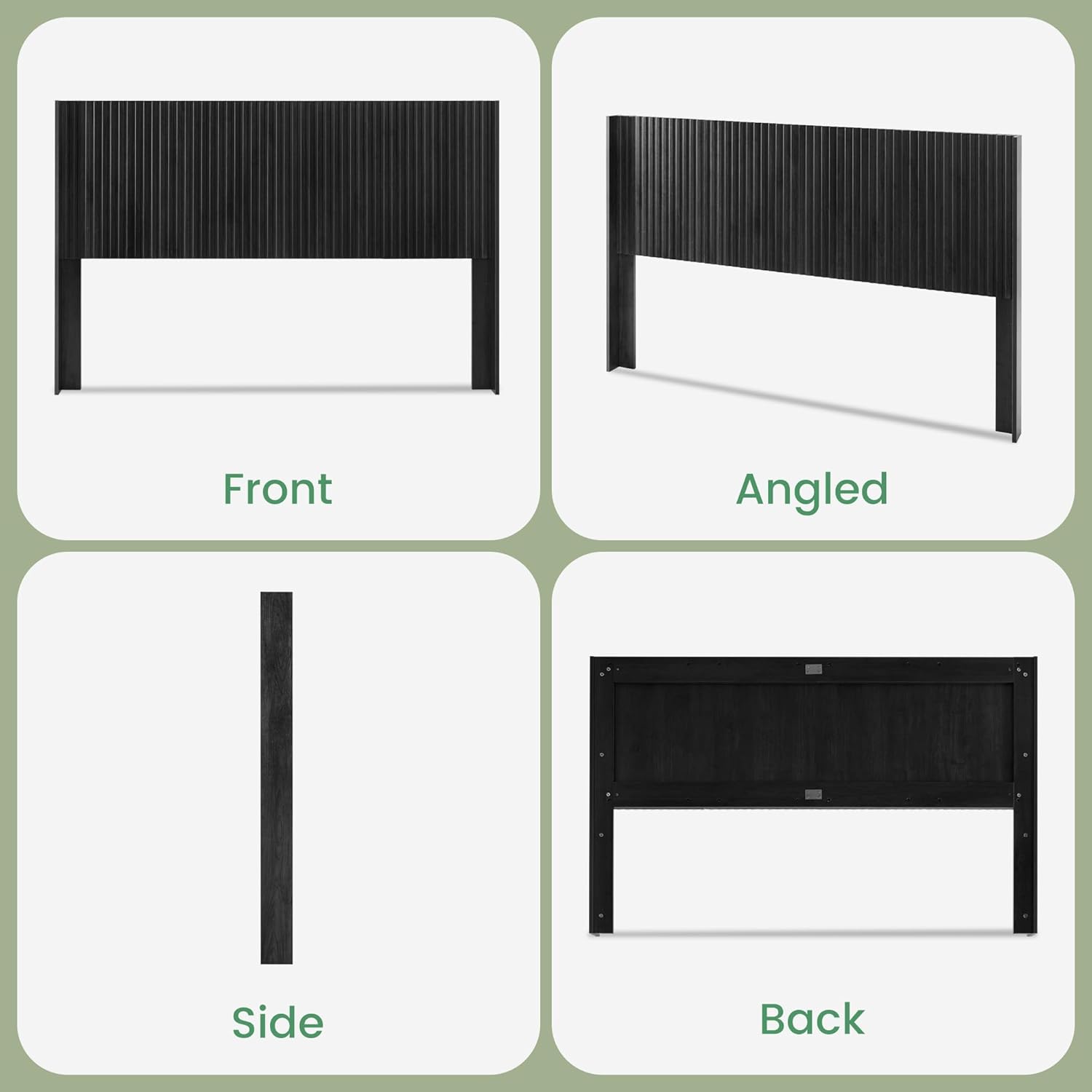 COCO DESIGN King Size Headboard Only, 80" Wide Headboard, Mid Century Modern Farmhouse Boho HeadBoard, Fluted Panel, Wingback Design, Wall Mount, Black