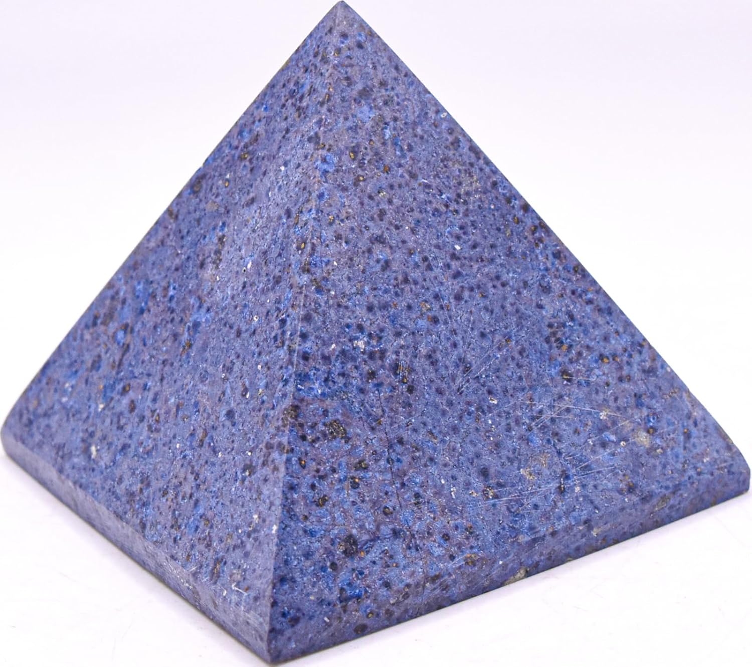 60mm 215g Rich Blue Dumortierite w/Quartz Pyramid Polished Natural Orbicular Orbs Collectible Gemstone Crystal Mineral Décor Specimen - Peru