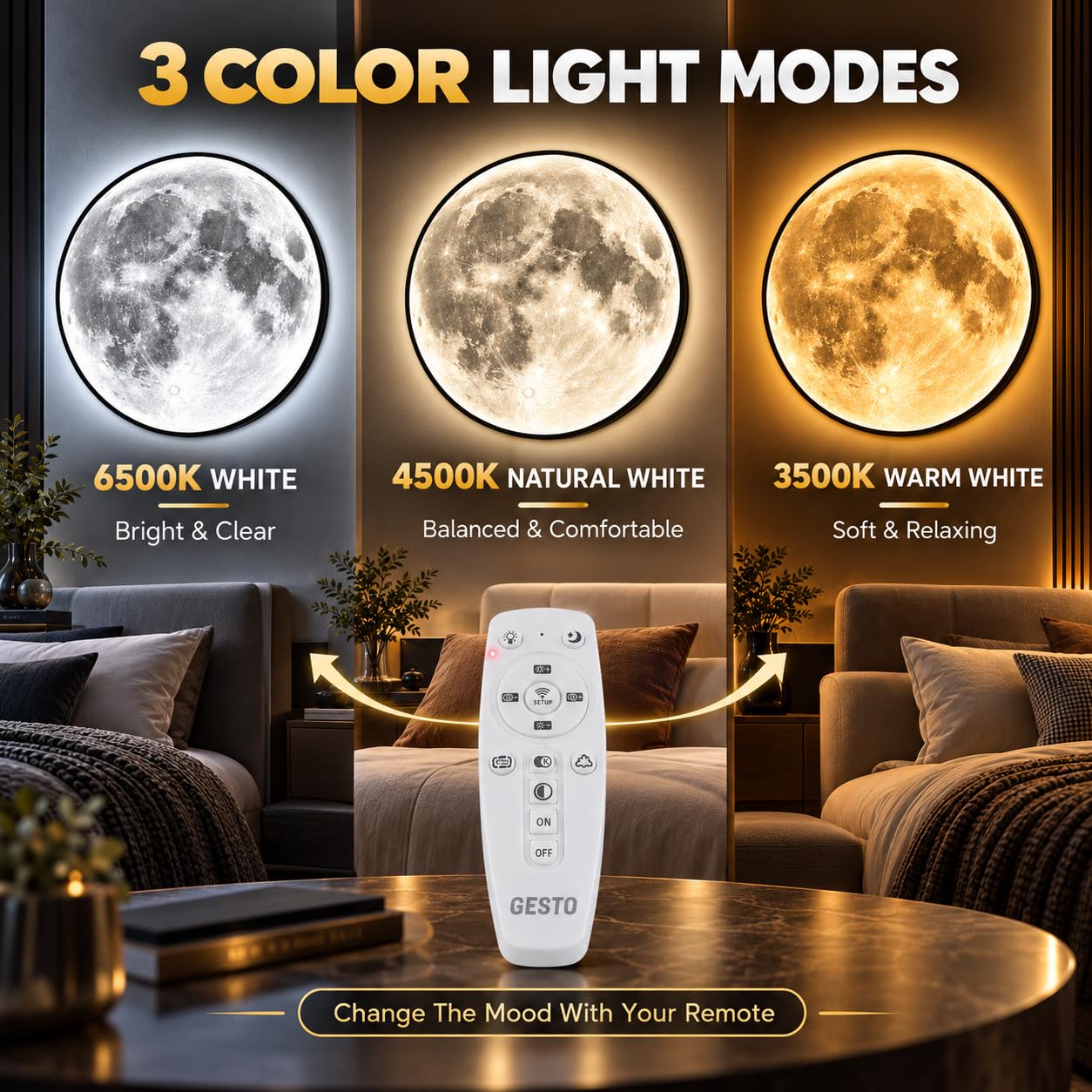 Gesto 16" Moon Wall Light - Realistic LED Decor -3 Gesto 16" Moon Wall Light - Realistic LED Decor -3
