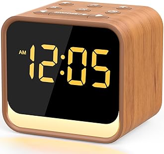 Housbay Wooden Sound Machine Alarm Clock for Bedrooms - Gentle Wake-Up with Birdsong, White Noise for Sleeping, Small Digital Clock for Phone-Free Routine