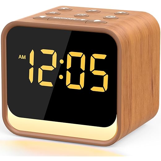 Housbay Wooden Sound Machine Alarm Clock for Bedrooms Gentle Wake Up with Birdsong, White Noise for
