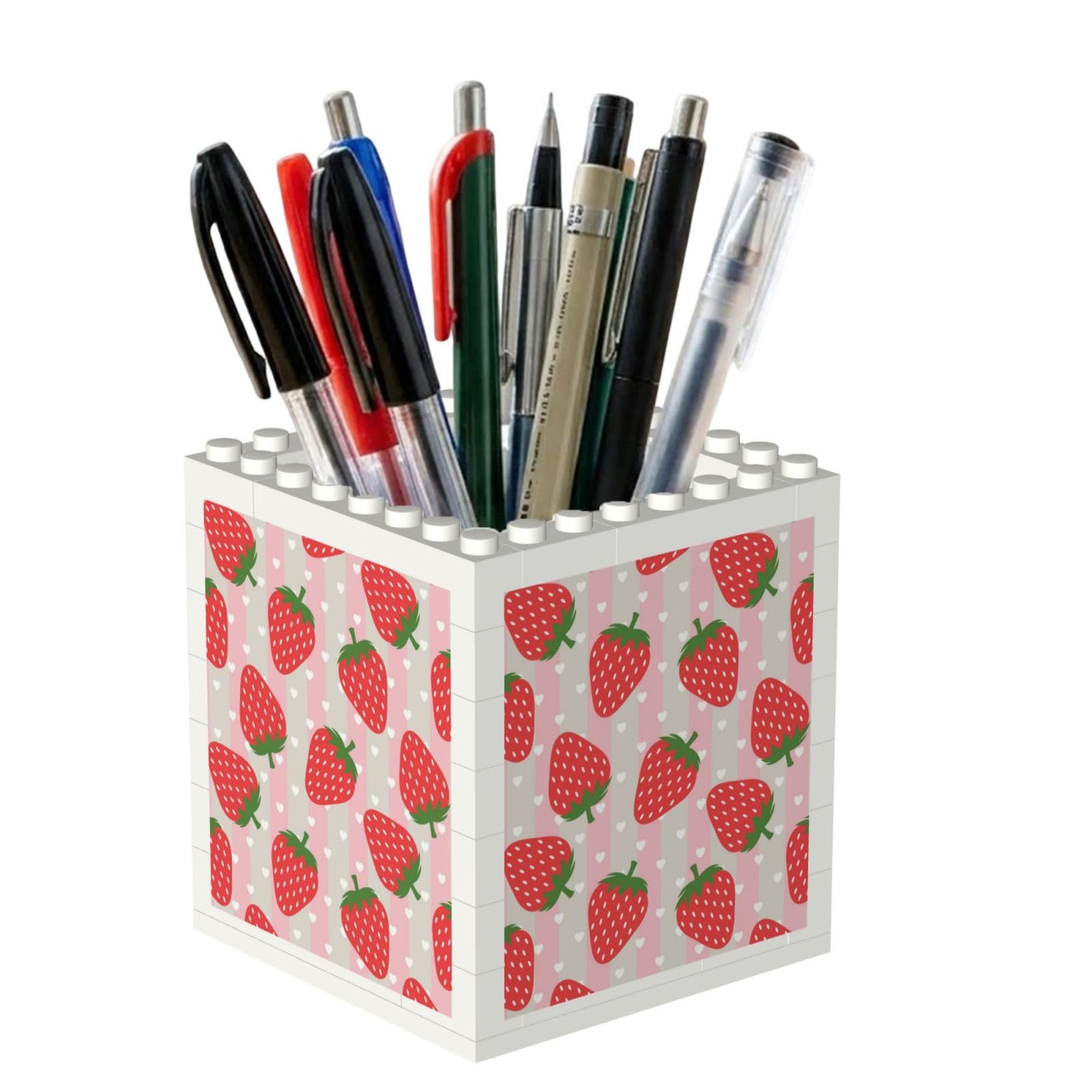 Poadnly Strawberry, Pen Pot Pencil Holder for Office Home School, Compact Desk Organiser for Office Stationery