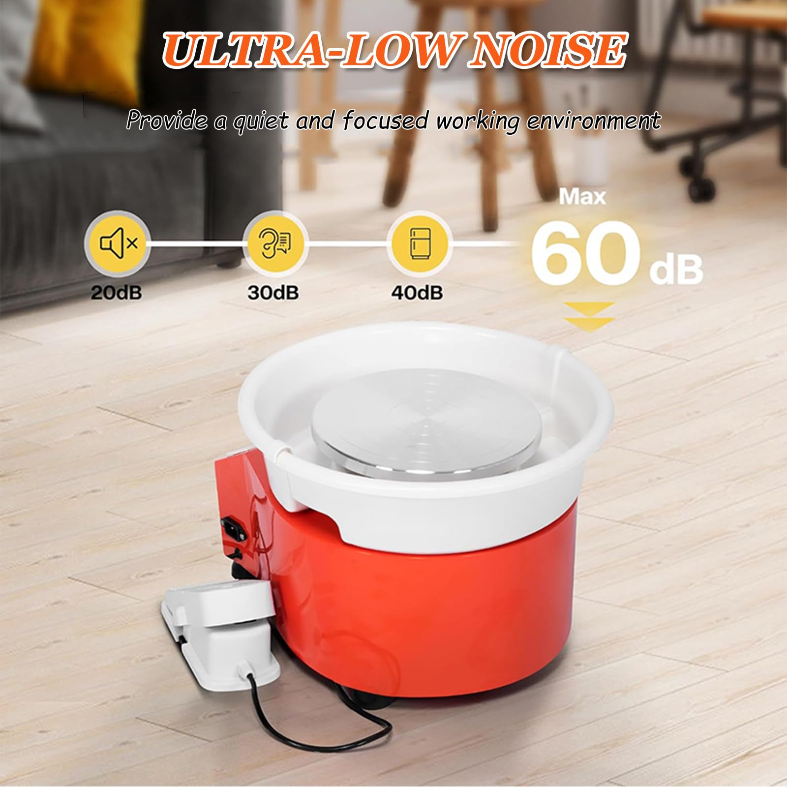 Elektryczne koło garncarskie z pedałem nożnym i odłączaną umywalką, duża ceramiczna maszyna do gliny 25 cm dla majsterkowiczów i początkujących, 110 V