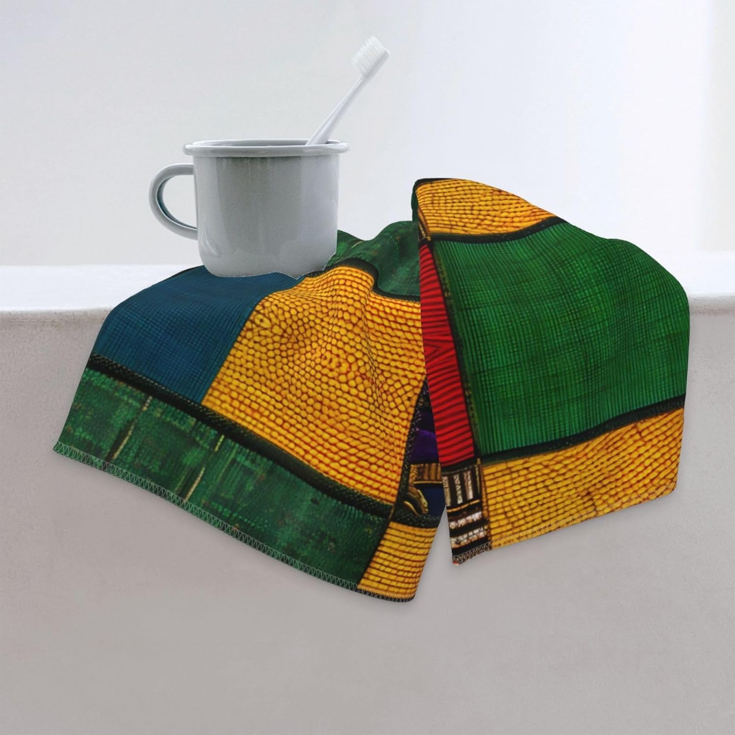 African Style Patchwork Print Hand Towels for Kitchen, Decorative Bathroom Towels Decor Farmhouse Cute for Men Women Gifts