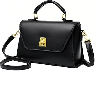 Classic Medium Crossbody Bag for Women, Vegan Leather Satchel Purse with Gold-Tone Hardware, Elegant Top-Handle Shoulder Bag