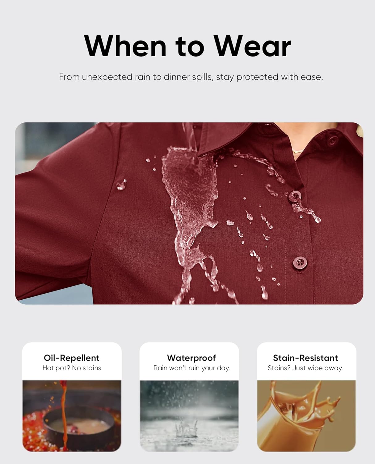 siliteelon Button Down Shirts for Women: Slim Fit Stain Shield 3/4 Sleeve Dress Shirt Formal Work Button Up Blouses - Image 4