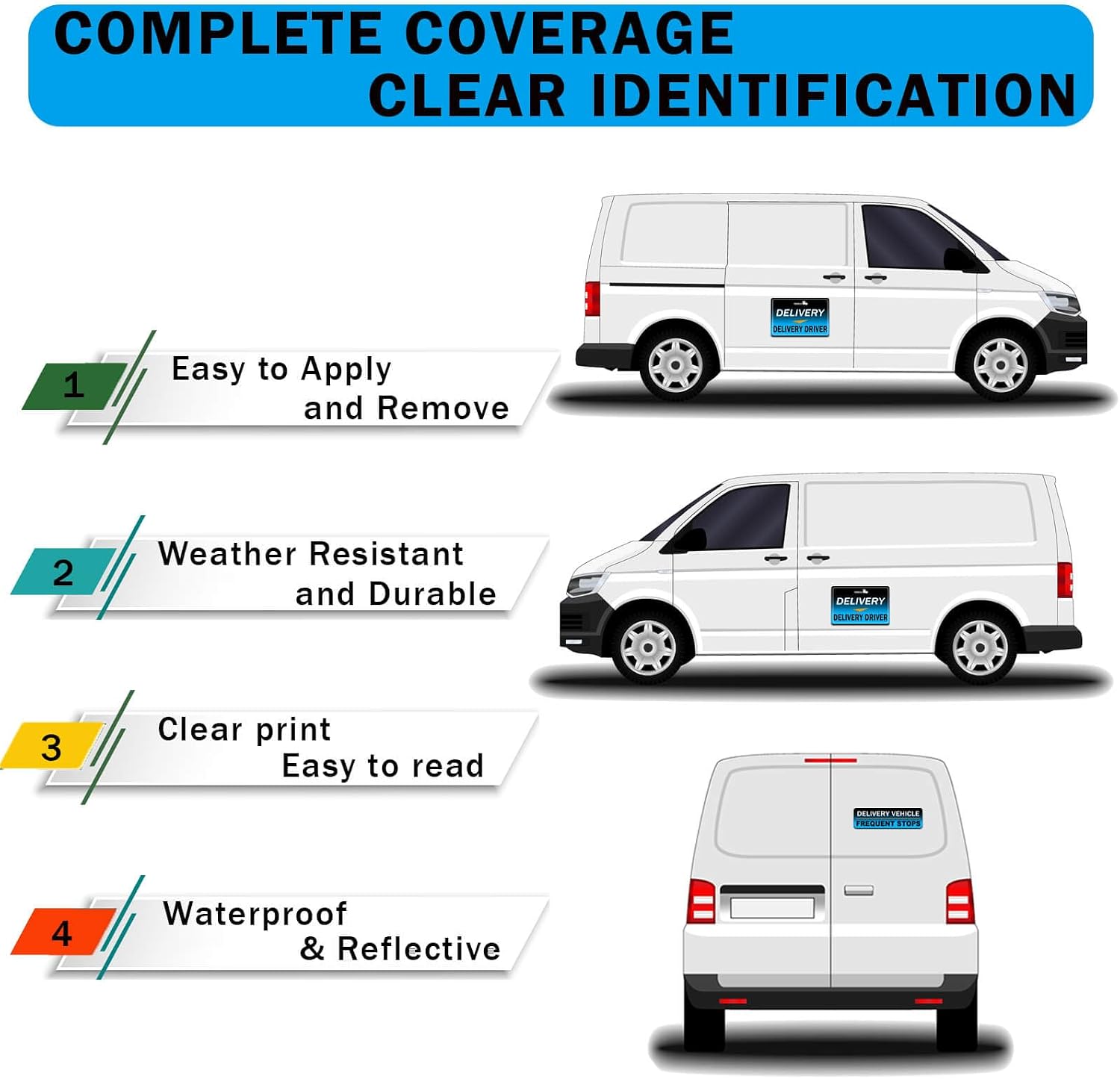 Delivery Driver Magnet for Car - 3-Pack Frequent Stops Removable Magnet Set - Reflective Delivery Magnetic Car Door and Bumper Sig (Blue-3)