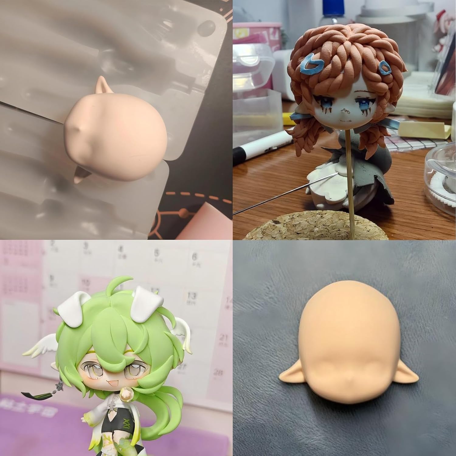 3D Elf Ear Doll Face Silicone Mold (4cm Head Mold)