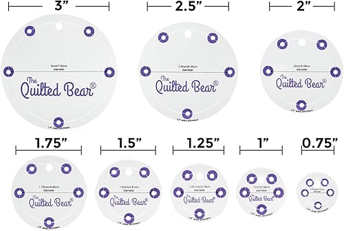 Miniatura 2 de Las plantillas de acolchado circular de The Quilted Bear  8 plantillas de acolchado acrílicas transparentes y antideslizantes para corte preciso de