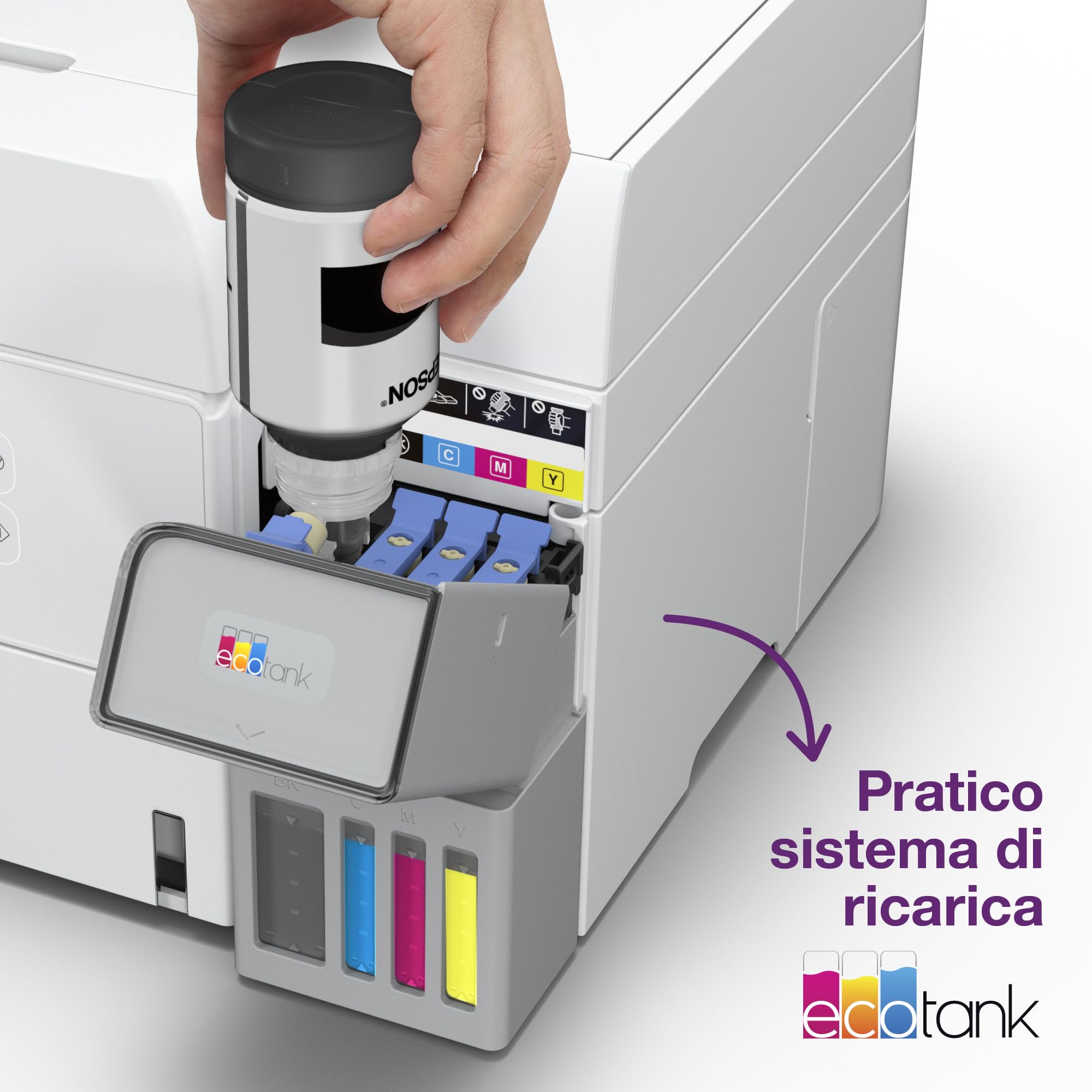 Epson EcoTank ET-3956 Stampante con Serbatoi D’inchiostro | Home Office | Wi-Fi | A4 | Fronte/Retro Stampa, Copia, Scansione | Display LCD 6.1 cm | ADF Da 30 Fogli | 3 Anni D'Inchiostro Inclusi