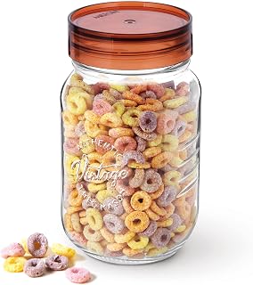 Treo By Milton Vintage Glass Jar With Plastic Lid, 1000 ml, Transparent |Storage Jar | Kitchen Organiser | Modular |Food S Price In India