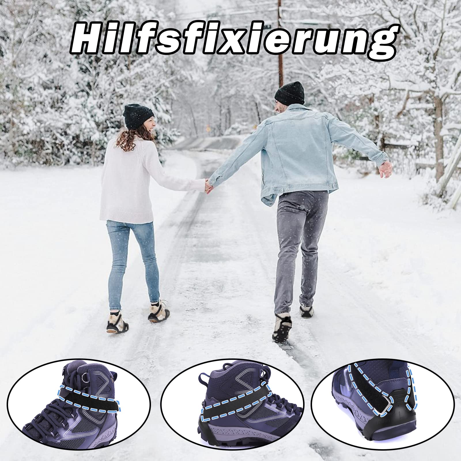 Lechin Schuhspikes Schuhkrallen für den Winter Steigeisen aus kältebeständigem und langlebigem Bio-Silikon und Edelstahl Schuh Spikes Eisspikes