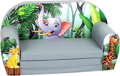 Miniatura 38 de DELSIT Sofá para bebé y para niños – Hecho en Europa para niños, 2 en 1 Flip Open Foam Sofá doble – Sofá plegable para niños Unicornios y Arcoiris