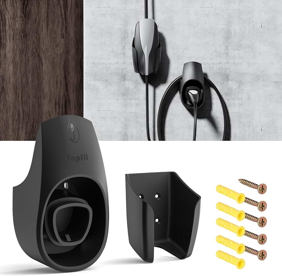 BMZX EV Charger Holder for Tesla, Wall Mount Kit for Tesla Charger Holder, Charging Cable Organizer with Charger Slot Fit for Model 3/Y/S/X