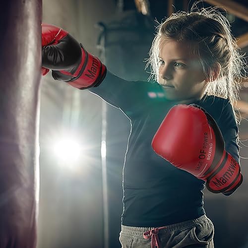 Miniatura 8 de 3-in-1 Boxing Gloves and Punching Mitts Set for Kids, Boxing Mitts Focus Pads with Hand Wraps for Kid, Youth Leather Punching Equipment Gloves Set