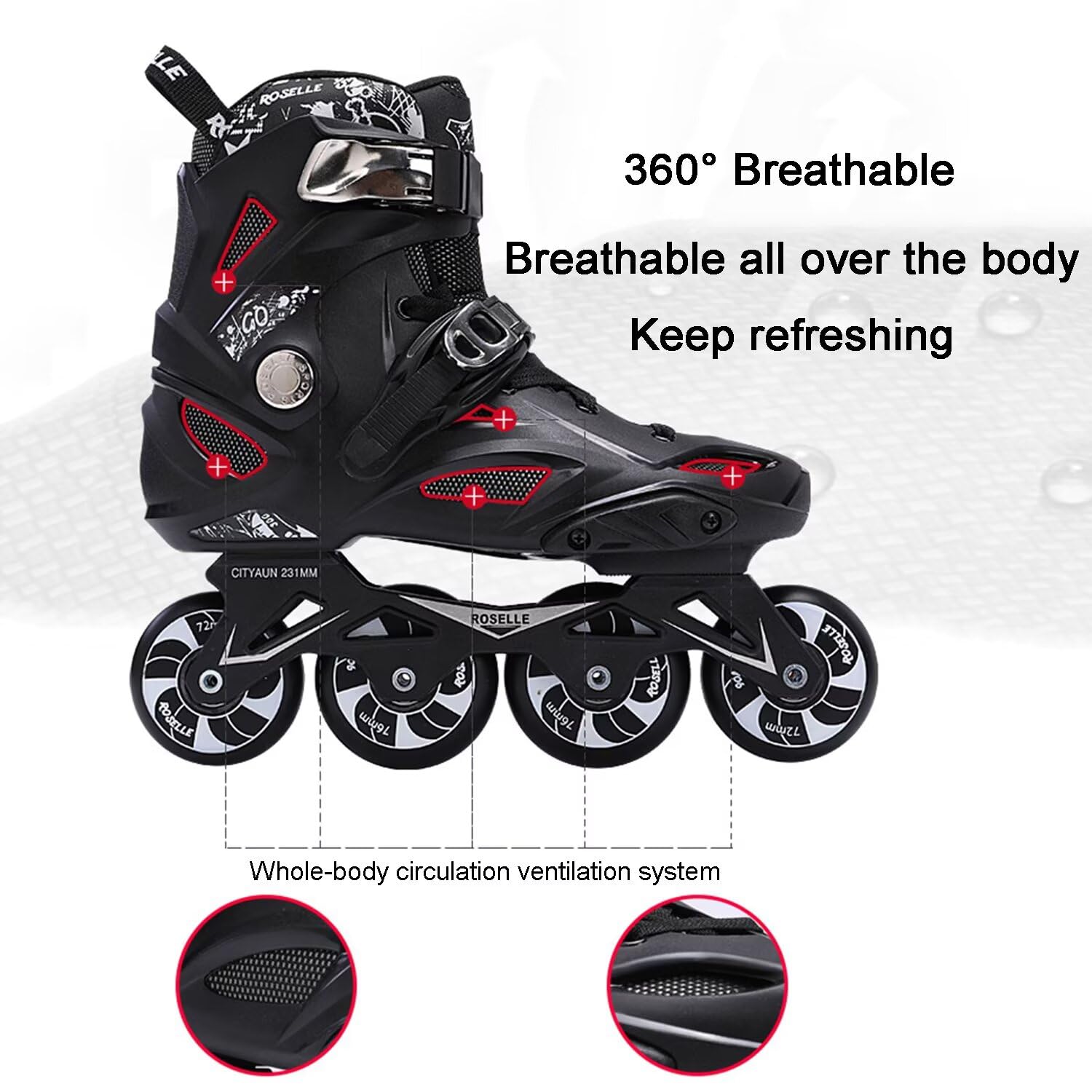 Inline-Skate-Schuhe – Bequeme, atmungsaktive Speed-Racing-Skates mit 4 Rädern, Rollschuhe für Männer, Frauen, Jungen, Mädchen, Street Club