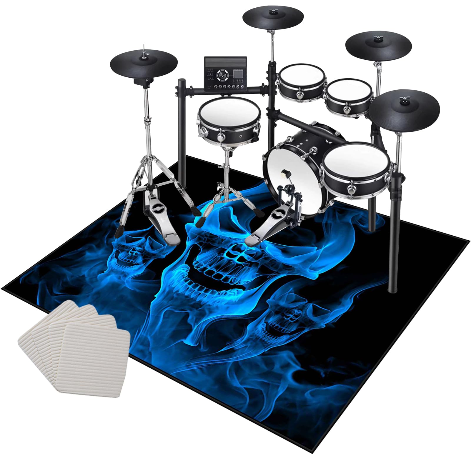 Drum Teppich 180 x 160 cm Schlagzeugteppich rutschfest Schalldicht Drum Teppich Matte für Innen und Außen Elektronisch Schlagzeug Teppich Schallschutz Akustik Teppich Musikinstrumente Bodenmatte