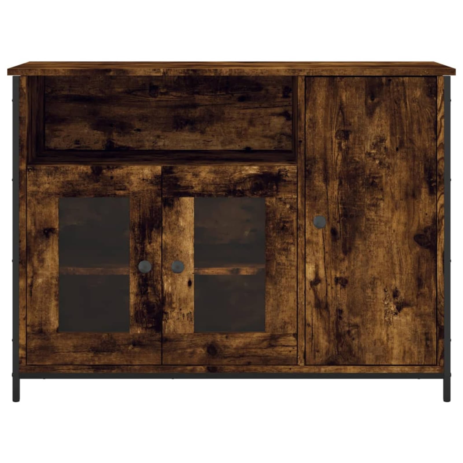 JUDYY Credenza Rovere Fumo 100x35x75 cm in Legno Multistrato,Credenze e Buffet Sala da Pranzo,Credenza Soggiorno,Credenza Moderna-835511