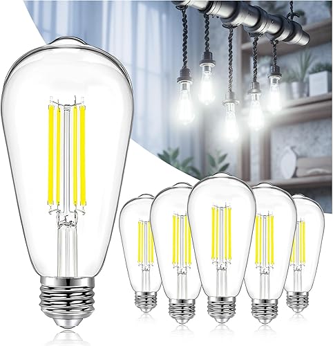 Miniatura 12 de DAYBETTER Bombillas LED Edison vintage, bombilla LED E26 equivalente a 60 W, bombillas LED regulables, alto brillo 6 W 800 LM, blanco cálido 2700 K,