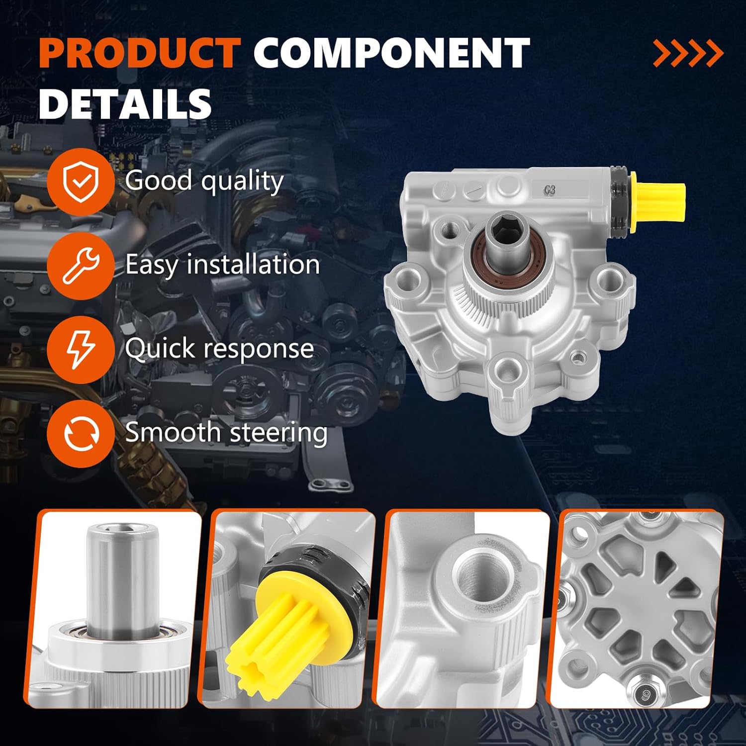 20-3022 Power Steering Pump Fits for 2010-2015 Camaro 3.6L, OE-Quality Power Assist Pump, Replace OE 13505832 13576570