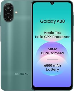 Samsung Galaxy A08 LTE (Green, 4GB RAM, 64GB Storage), MediaTek Helio G99+ (6nm), 50MP Dual Camera, 6000mAh Battery, IP64 Rating, 6 Gen OS Upgrades