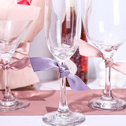 Miniatura 7 de Whaline Cinta de satén de colores neutros, 6 rollos de cintas de seda pastel para boda de doble cara de 1 pulgada y 5 yardas cada uno para boda,