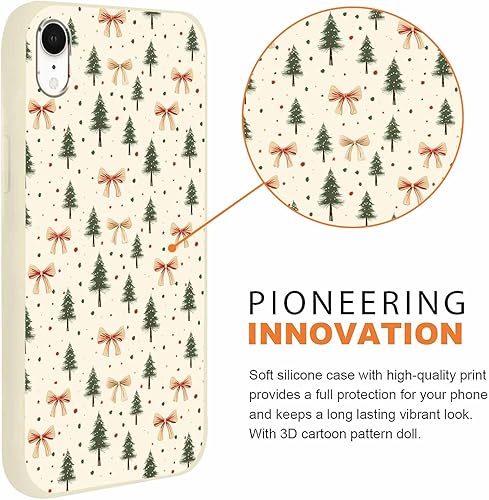 Miniatura 2 de Paquete de 2 fundas de teléfono con texto en inglés "Merry Christmas" para iPhone XR de 6.1 pulgadas, bonito diseño de árbol de Navidad con diseño