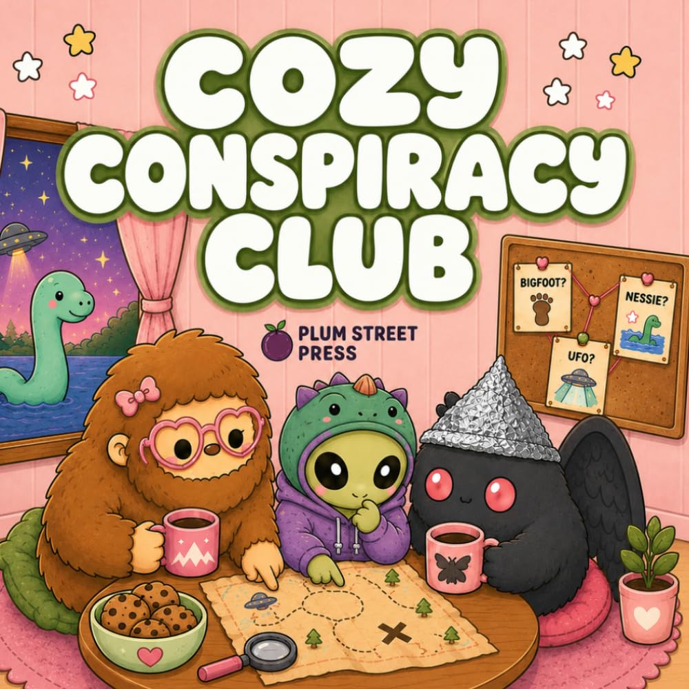 Cozy Conspiracy Club: A Bold & Easy Coloring Book Featuring Bigfoot, Mothman, Nessie, Aliens, UFOs & Other Cozy Cryptids