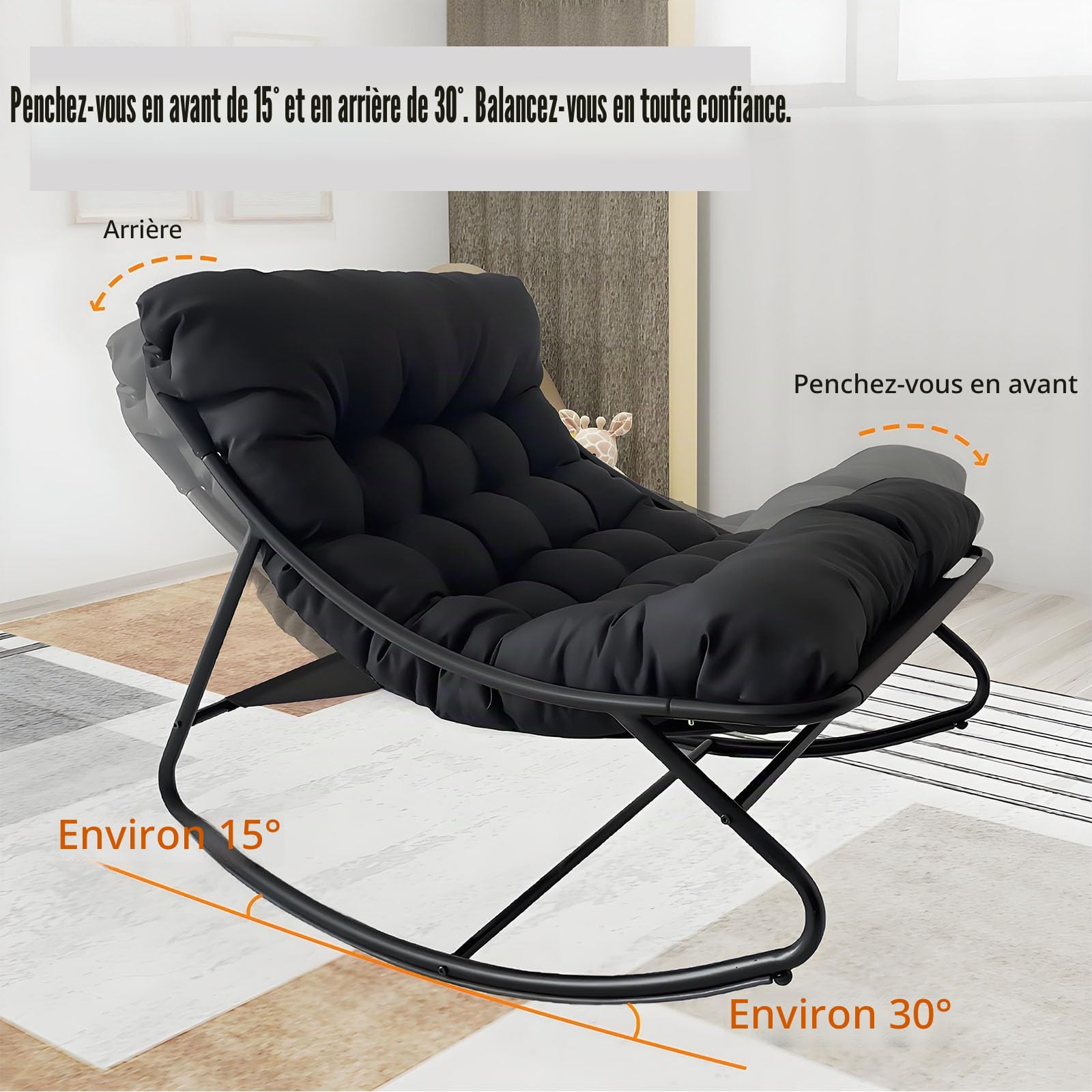 Fauteuil à Bascule Avec Repose-Pieds,Chaise à Bascule D'ExtéRieur, Fauteuil De Lecture,Fauteuil Relax,Avec Coussin Rembourré,Charge Maximale : 150 Kg,Pour L'ExtéRieur,L'IntéRieur,Le Jardin (vert)