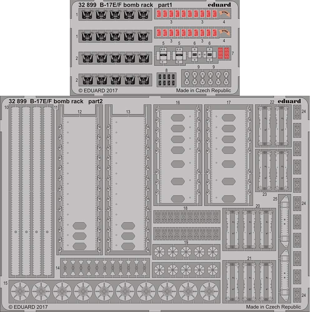 EDU32899 1:32 Eduard Color PE - B-17E B-17F Flying Fortress Bomb Rack Detail Set (for use with the HK Models kit) MODEL KIT ACCESSORY