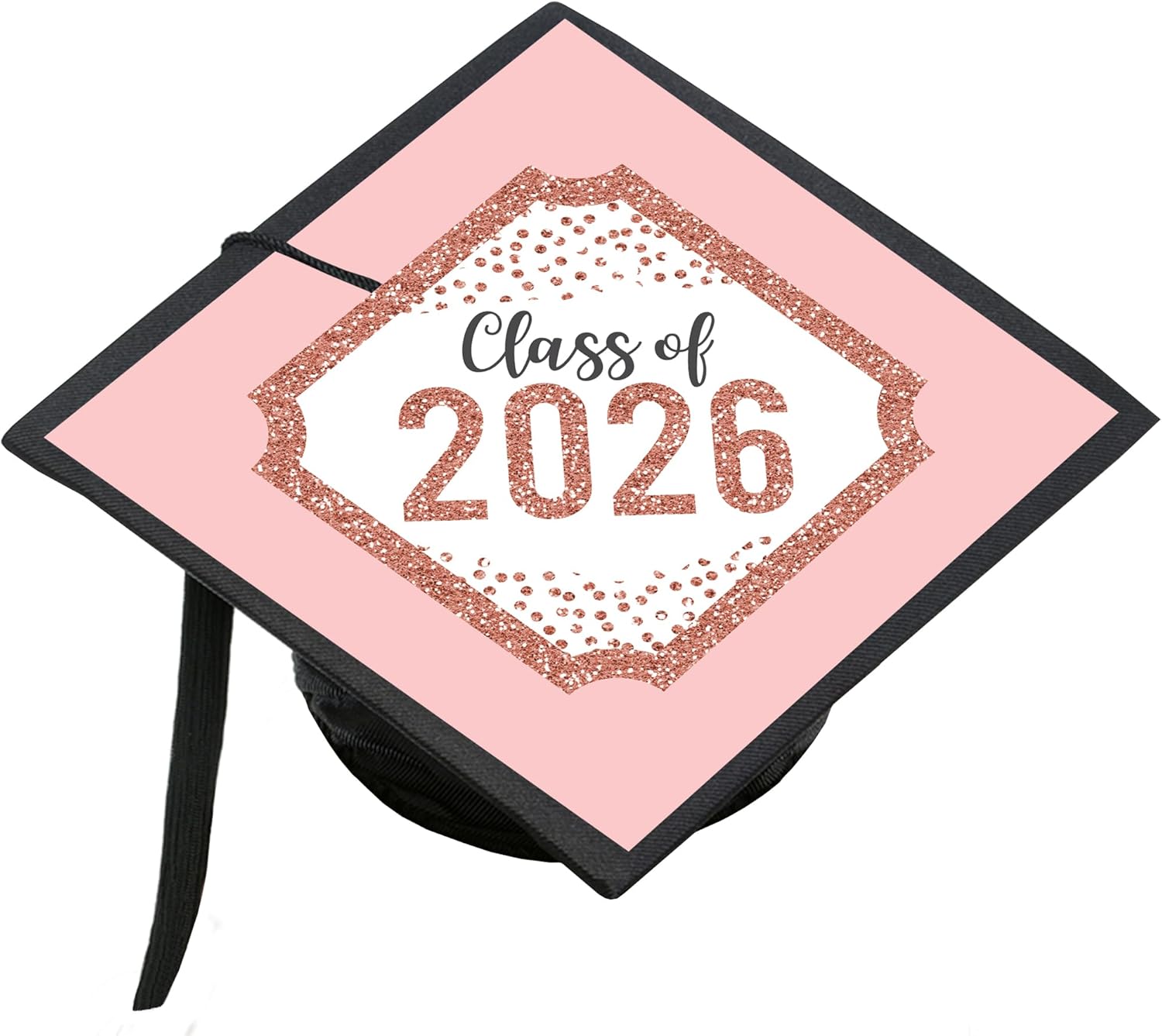Big Dot of Happiness Rose Gold Grad - 2026 Graduation Cap Decorations Kit - Grad Cap Cover