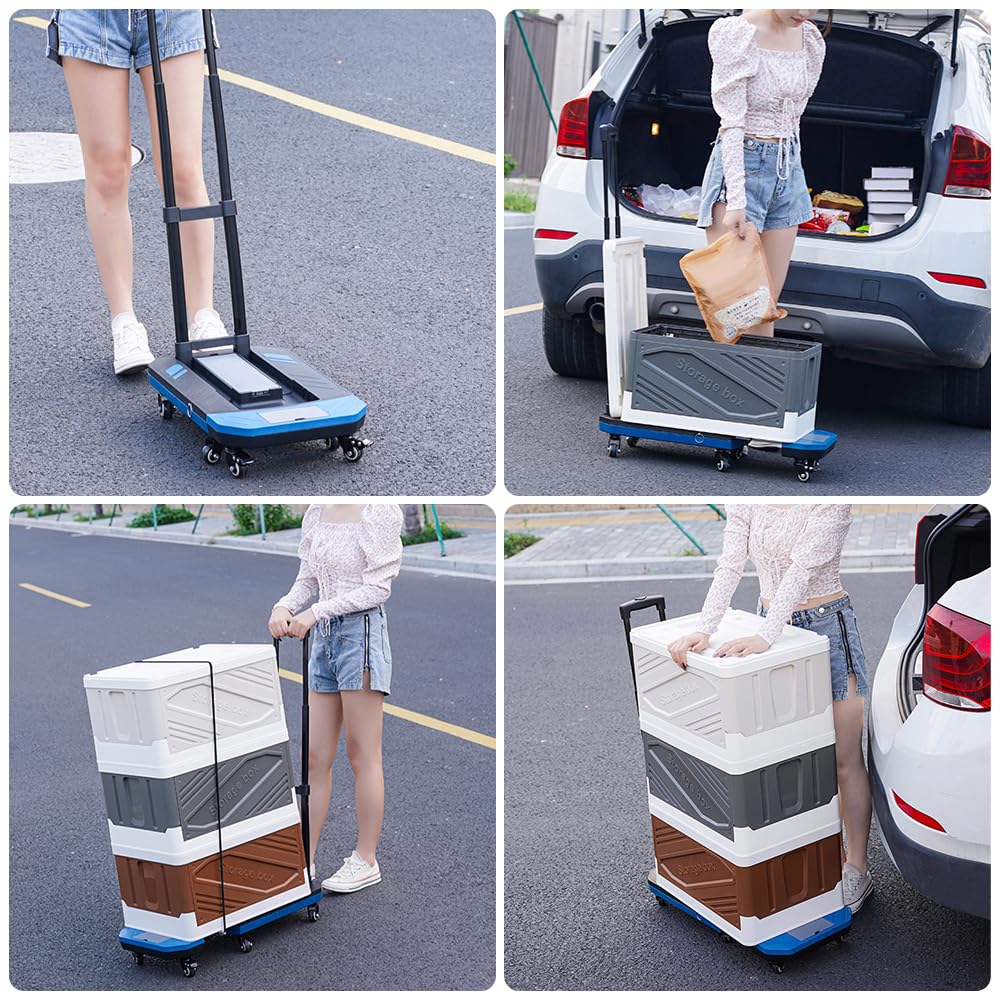 Składany wózek transportowy, wózek transportowy, wózek platformowy z 5 kółkami do przeprowadzki, podróży, zakupów