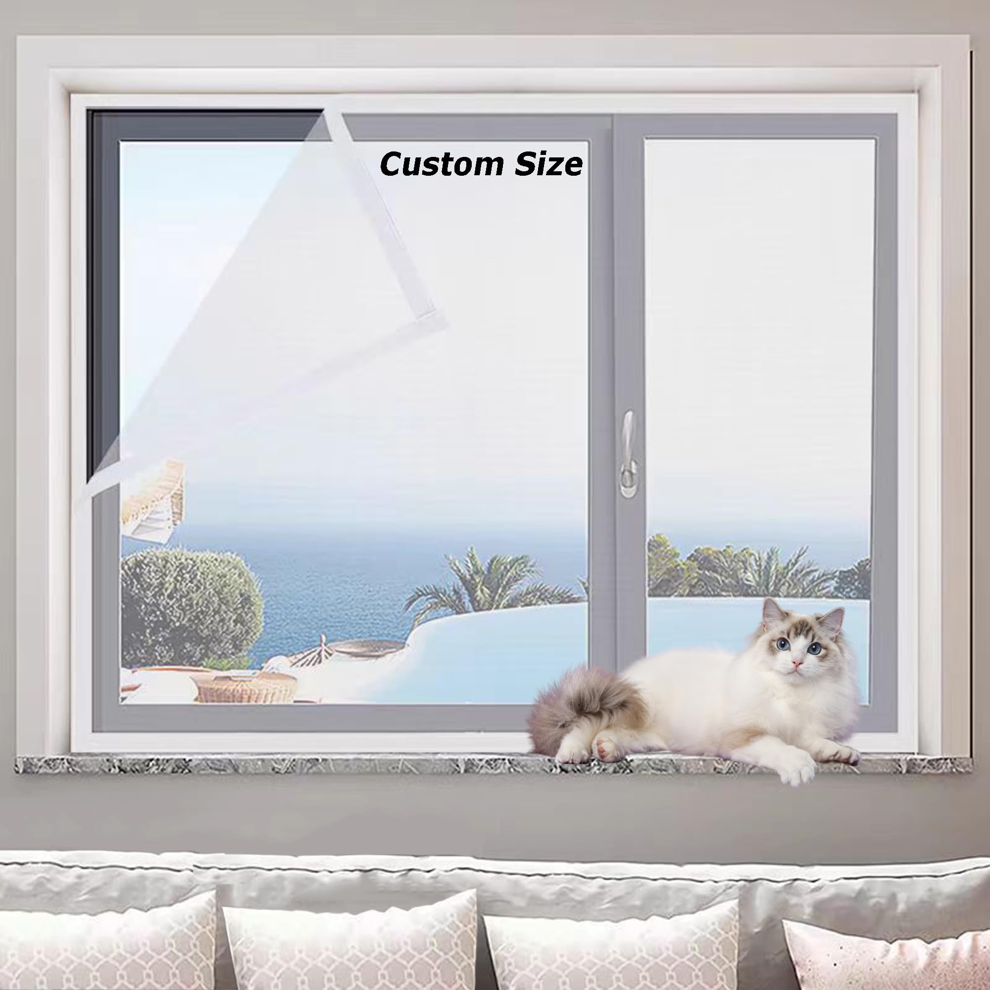 Hruile Multicolor Custom Size Window Mesh For Cats Safety Net, Cat Proof Window Screen, Self-Adhesive Cat Protection Net Balcony Mesh, Fly Screen Netting Anti-Mosquito Insect