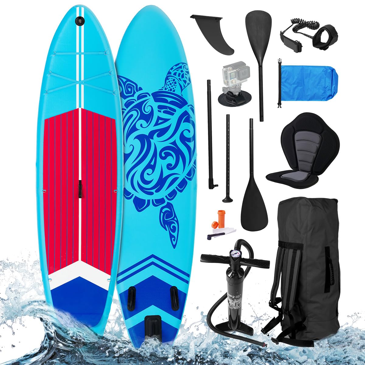 BRAST SUP Board Turtle | Aufblasbares Stand up Paddle Set | 320x81x15cm | 4 Designs | 5 Jahre Garantie | inkl. Sonderzubehör