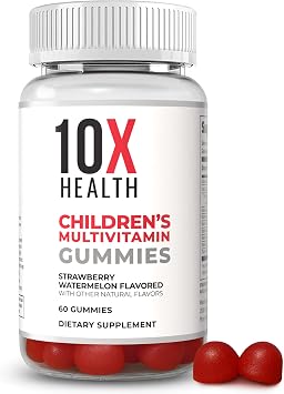 10X Health Childrens Methylated Multivitamin Gummies - 60 Count Kids Multivitamin Gummies, Complete Daily Nutrition - Immunity, Bones & Energy - Strawberry Watermelon Flavor