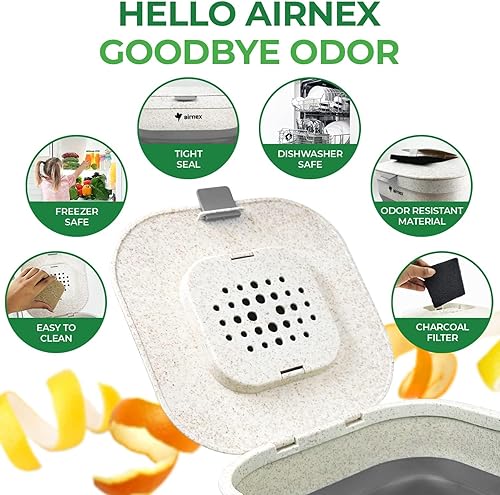 Miniatura 3 de AIRNEX Contenedor de Compost Plegable para Mostrador de Cocina - Contenedor de Compost de Mostrador de 1 Galón con Tapa Hecho de Paja de Trigo -